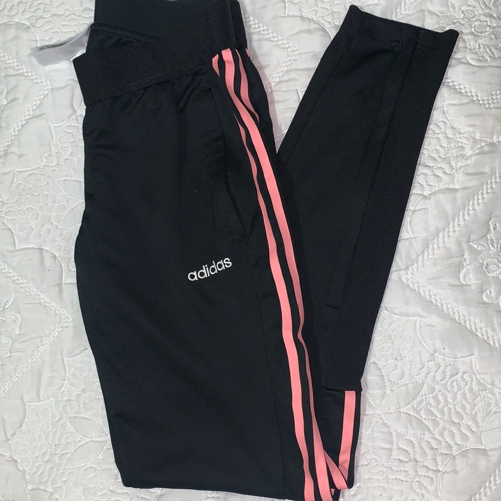 Adidas pink stripe joggers